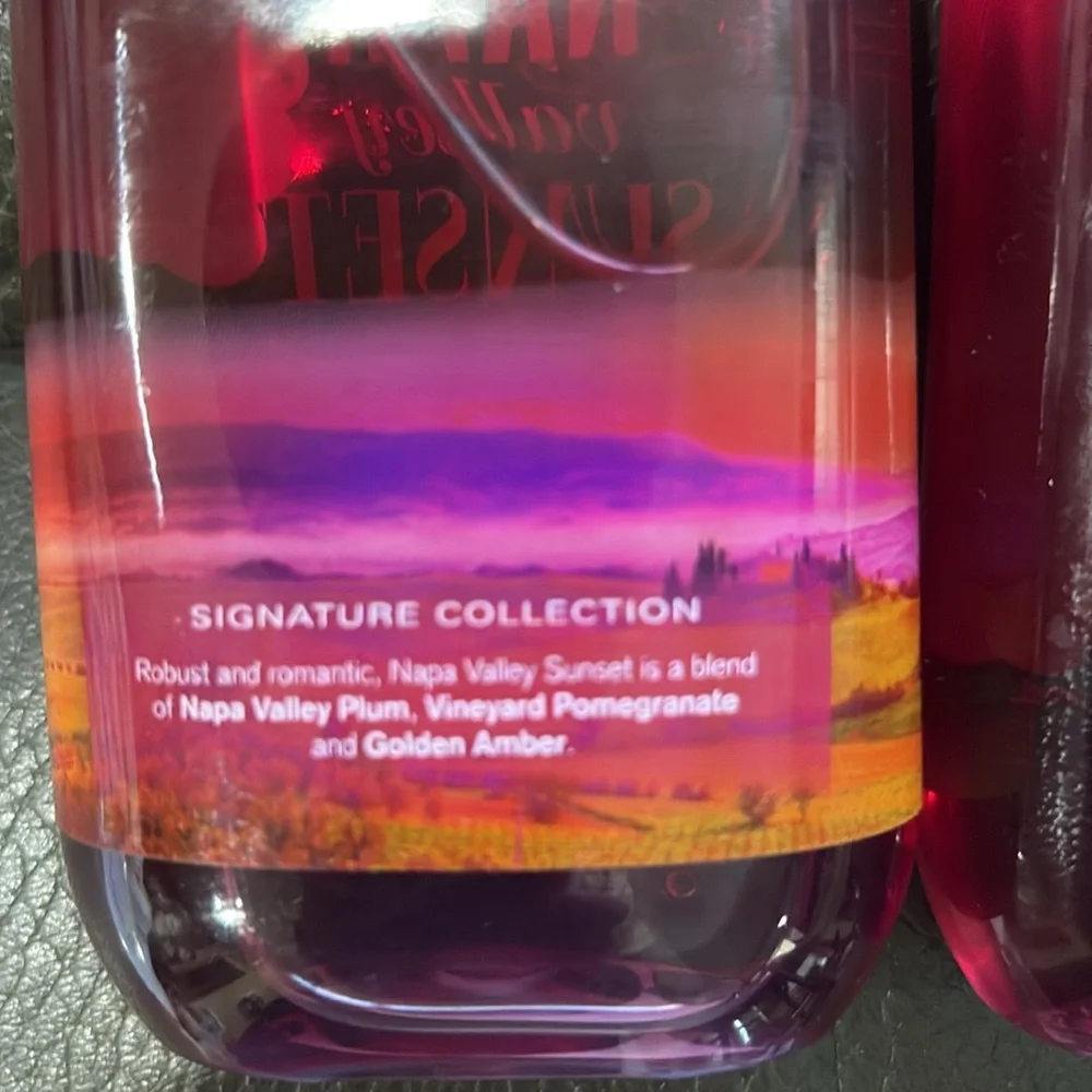 Bath and body gels Napa valley sunset and passionfruit and banana flower
